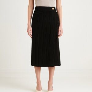 Tibi Wrap Midi Skirt Green Corduroy Women’s Size 4 Tailored Office Classic